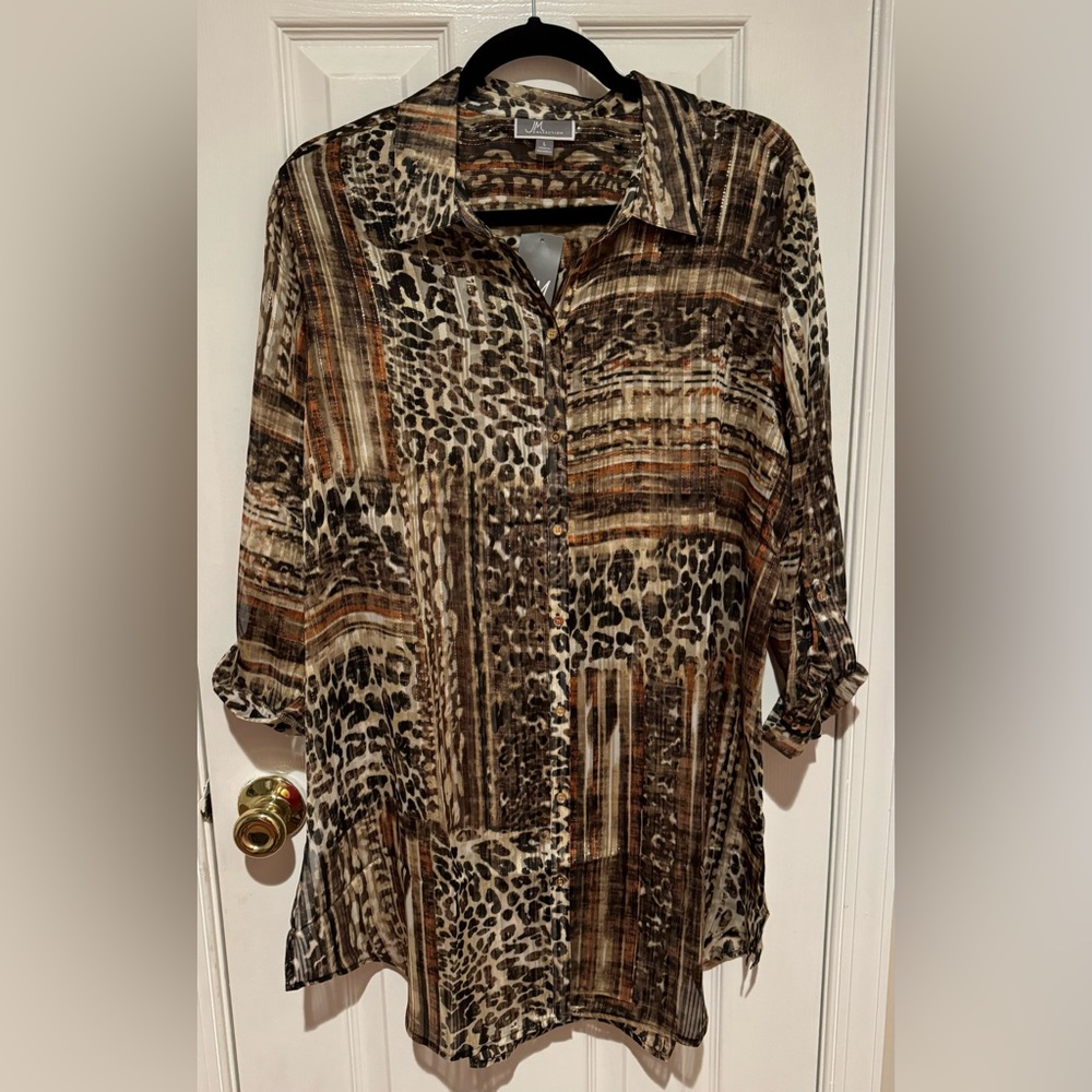 NWT | Size L | JM Collection | Sheer Blouse
